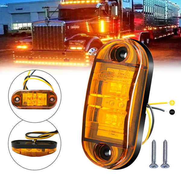 Planet Gates 10pcs New Upgraded 12V-24V Universal LED Front Rear Side Indicator Marker Light Bulb For Truck RV Car Bus Trailer Van Caravan Boat - Amber/Red/White