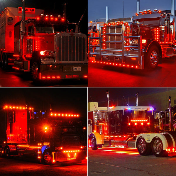 Planet Gates 10pcs New Upgraded 12V-24V Universal LED Front Rear Side Indicator Marker Light Bulb For Truck RV Car Bus Trailer Van Caravan Boat - Amber/Red/White