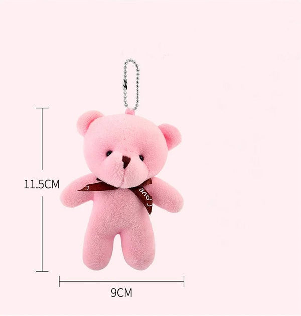 Planet Gates 10pcs/pack 12cm Mini Bow Tie Teddy Bear Pendant Plush Toy Colorful Teddy Plush Keychain