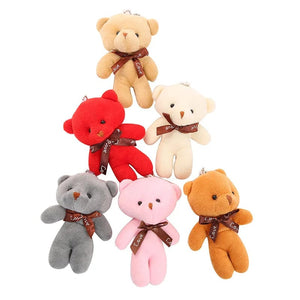 Planet Gates 10pcs/pack 12cm Mini Bow Tie Teddy Bear Pendant Plush Toy Colorful Teddy Plush Keychain