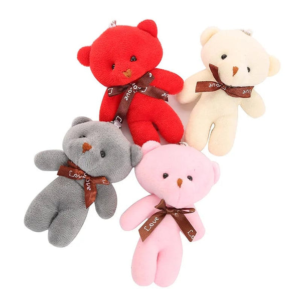 Planet Gates 10pcs/pack 12cm Mini Bow Tie Teddy Bear Pendant Plush Toy Colorful Teddy Plush Keychain