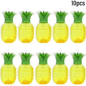 Planet Gates 10pcs pineapple cup 10pcs Plastic Strawberry Pineapple Drinking Cup with Straw Hawaii Party Decoration Luau Flamingo Summer Beach Pool Party Decor