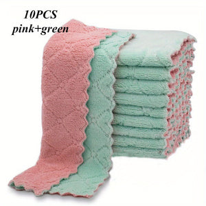 Planet Gates 10pcs Pink+Green 10/20pcs Kitchen Towels And Dishcloths Rag Set 9.4in*5.5in Small Dish Towels For Washing Dishes Dish Rags For Everyday Cooking Baking-Random Color