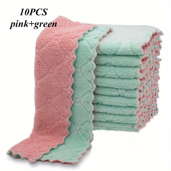 Planet Gates 10pcs Pink+Green 10/20pcs Kitchen Towels And Dishcloths Rag Set 9.4in*5.5in Small Dish Towels For Washing Dishes Dish Rags For Everyday Cooking Baking-Random Color