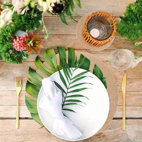 Planet Gates 10pcs, Placemats, Round Burlap Jute Fabric Round Table Pads, Natural Style Rustic Table Decoration Mat, Coffee Table Pad, Household Bowl Plate Mat, Home Decoration