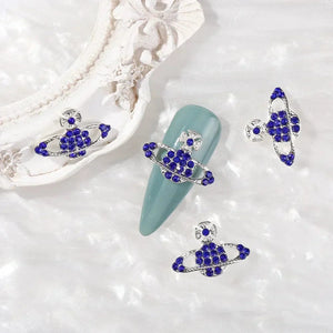 Planet Gates 10pcs Planet Nail Charms Y2K 3D Nail Rhinestones Gems Silver Diamond Jewelry Kawaii DIY Nail Art Decoration Supplies