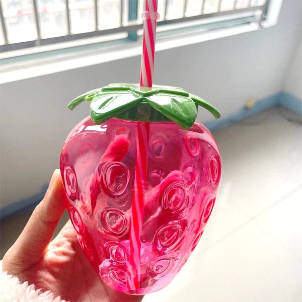 Planet Gates 10pcs Plastic Strawberry Pineapple Drinking Cup with Straw Hawaii Party Decoration Luau Flamingo Summer Beach Pool Party Decor