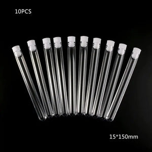 Planet Gates 10Pcs Plastic Test Tubes Lab Test Tool With Screw Cap Transparent 15 * 150mm