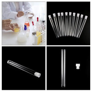 Planet Gates 10Pcs Plastic Test Tubes Lab Test Tool With Screw Cap Transparent 15 * 150mm