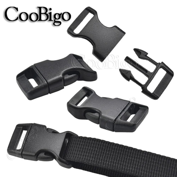 Planet Gates 10pcs Quick Side Release Buckle Clip for Paracord Bracelet Outdoor Backpack Bag Strap 10mm 15mm 20mm 25mm Plastic Black Curved