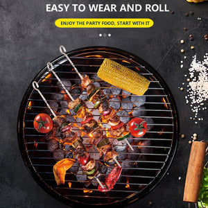 Planet Gates 10pcs Reusable Stainless Steel Barbecue Skewers - Perfect for Outdoor Grilling & Camping!