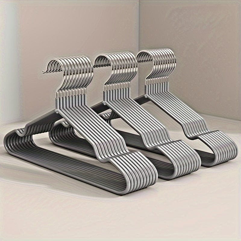 Planet Gates 10pcs/set Traceless Non-slip Metal Clothes Hangers With Grooves, Heavy Duty Clothes Racks, Household Storage Organizer For Bathroom, Bedroom, Closet, Wardrobe, Home, Dorm, Bedroom Accessories