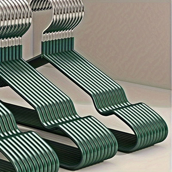Planet Gates 10pcs/set Traceless Non-slip Metal Clothes Hangers With Grooves, Heavy Duty Clothes Racks, Household Storage Organizer For Bathroom, Bedroom, Closet, Wardrobe, Home, Dorm, Bedroom Accessories