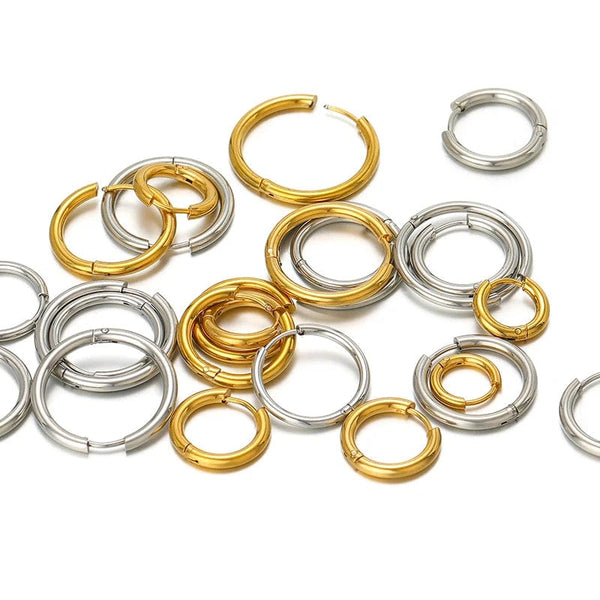 Planet Gates 10pcs Stainless Steel Women Hoop Earrings Men Punk Earrings Hiphop Bijoux Jewelry Gifts Fashion Huggie Accessories Supplies