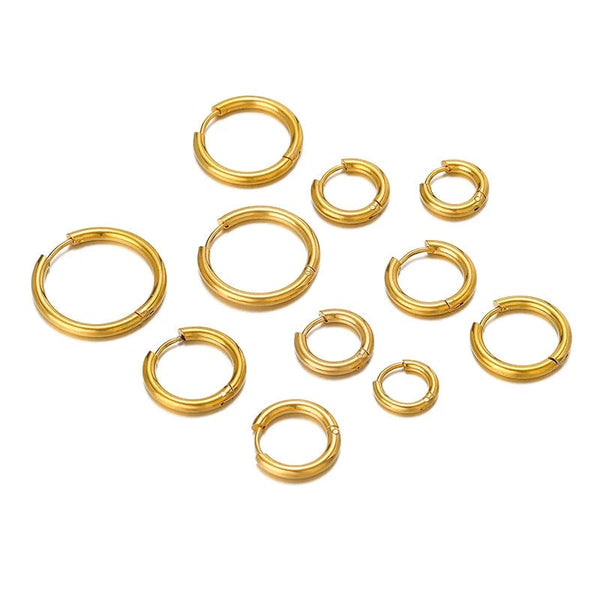 Planet Gates 10pcs Stainless Steel Women Hoop Earrings Men Punk Earrings Hiphop Bijoux Jewelry Gifts Fashion Huggie Accessories Supplies