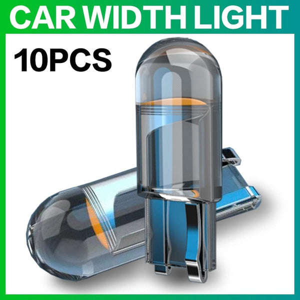 Planet Gates 10pcs W5w Led T10 Car Light Cob Glass 6000k White Auto Automobile License Plate Lamp Dome Light Reading Drl Lamp Style 12v