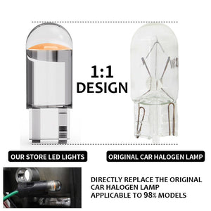 Planet Gates 10pcs W5w Led T10 Car Light Cob Glass 6000k White Auto Automobile License Plate Lamp Dome Light Reading Drl Lamp Style 12v