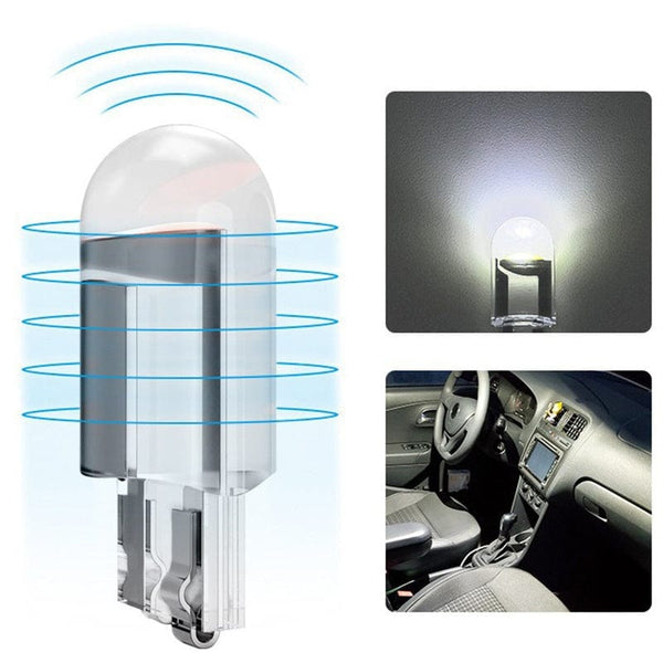 Planet Gates 10pcs W5w Led T10 Car Light Cob Glass 6000k White Auto Automobile License Plate Lamp Dome Light Reading Drl Lamp Style 12v