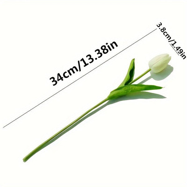 Planet Gates 10pcs / White 10pcs Premium Artificial Flowers, Real Touch Tulips Bouquet, Artificial Flowers For Wedding Room Home Hotel Party Event Decor, Spring Summer Home Decor, St Patrick's Day Easter Decor