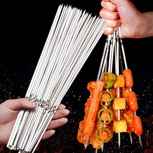 Planet Gates 10pieces 10pcs Reusable Stainless Steel BBQ Skewers - Perfect For Barbecue, Shish Kebab & Camping!