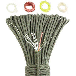 Planet Gates 10X-Army Green / 25FT 10 Strand Multifunctional Paracord 650 Military 4mm Parachute Camping Survival With Fishing Line Copper Wire And Fire Wire