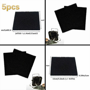 Planet Gates 10x130x130mm Black Activated Carbon Filter Cotton Foam  Sponge replancement ,sed to absorb smoke and smoke purifier 5pcs.