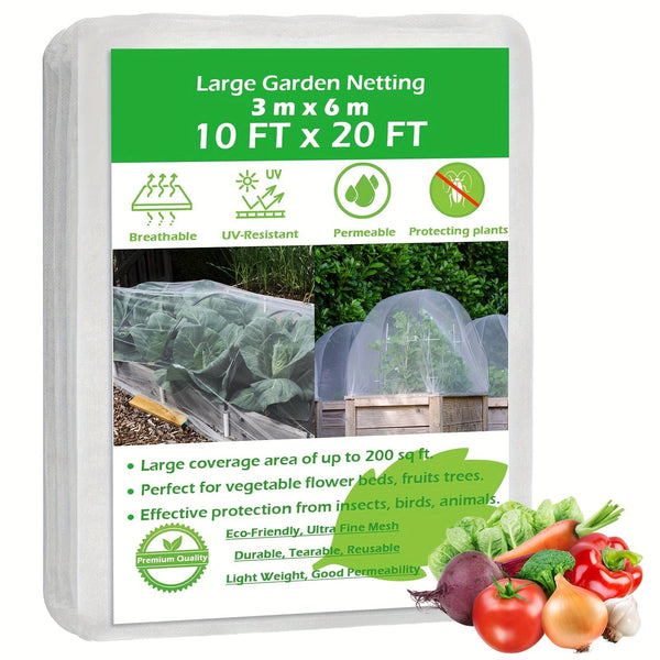 Planet Gates 10x20ft/3x6m 1 Pack, Garden Netting Ultra Fine Mesh Netting For Pest Barrier Bird Netting Mosquito Net Row Cover Raised Bed To Protect Your Patio Vegetables Plants Fruits And Flowers