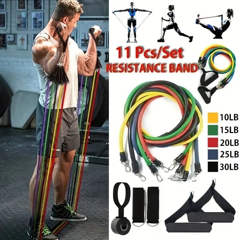 Planet Gates 11 11pcs/Set Pull Rope, Resistance Bands, Portable Fitness Equipment, Ankle Strap, Chest Expander, Elastic Exercise Band