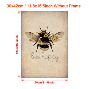 Planet Gates 11.8*16.5inch/30*42cmunframe 1Pc, Canvas Poster, Bee Happy Print - Bee Kind, Bee Yourself, Nature Print, Bee Lover Wall Art, For Living Room Bedroom, Wall Decor, Home Decor, Inspirational Quote, Unframed