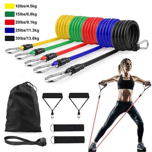 Planet Gates 11 / Black 11pcs/Set Pull Rope, Resistance Bands, Portable Fitness Equipment, Ankle Strap, Chest Expander, Elastic Exercise Band