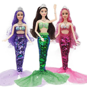 Planet Gates 11 Inch Mermaid Doll Full Set Multi Joints Movable 30cm Height Doll with Sequin Skirt Suit Girls Dress Up Toys