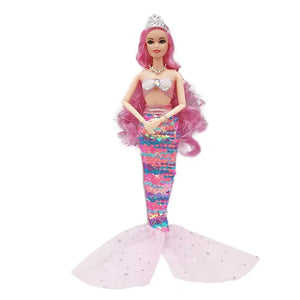 Planet Gates 11 Inch Mermaid Doll Full Set Multi Joints Movable 30cm Height Doll with Sequin Skirt Suit Girls Dress Up Toys