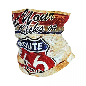 Planet Gates 11 / Multiuse Bandana Ride The Route 66 Bandana Neck Gaiter Windproof Face Scarf Cover Biker Motorcycle Cruise America Highway Headband Tube Balaclava