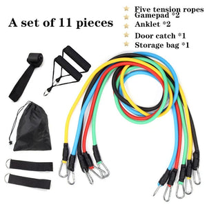Planet Gates 11-Piece Set Resistance BandsTensioner Pull Rope Fitness Multi-function Tensioner Suit Muscle Training Belt Elastic Sleeve Bands