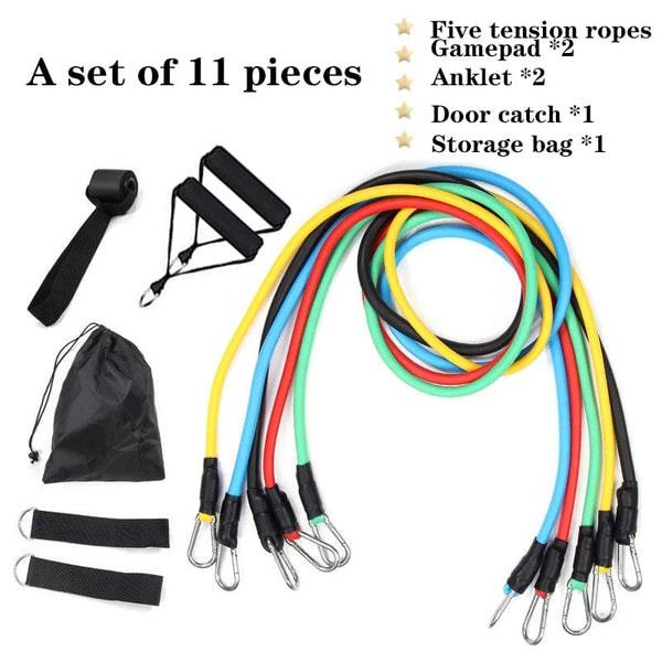 Planet Gates 11-Piece Set Resistance BandsTensioner Pull Rope Fitness Multi-function Tensioner Suit Muscle Training Belt Elastic Sleeve Bands
