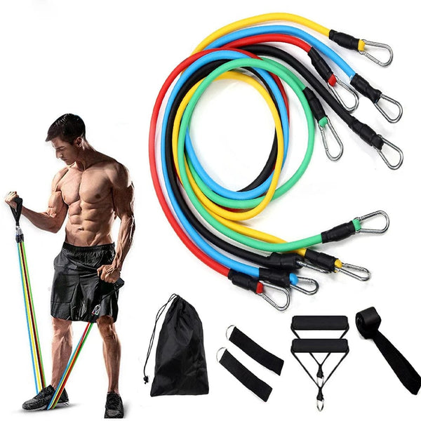 Planet Gates 11-Piece Set Resistance BandsTensioner Pull Rope Fitness Multi-function Tensioner Suit Muscle Training Belt Elastic Sleeve Bands