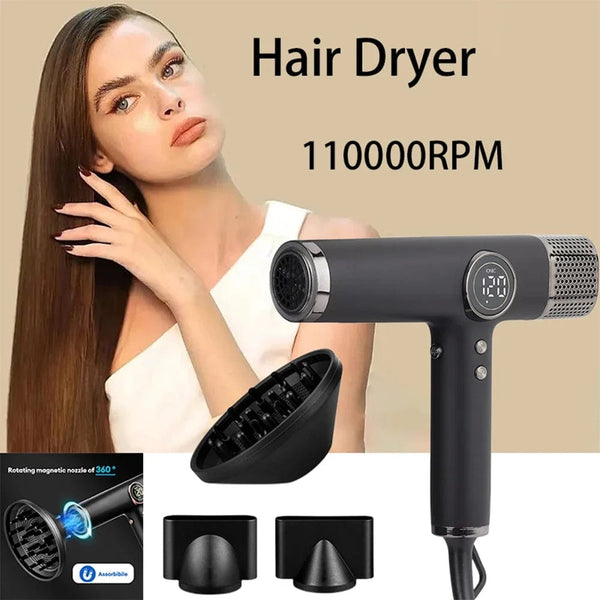 Planet Gates 110000RPM Professional Hair Dryer Brushless Negative Ions Blow Dryer Super Powerful Wind Lownoise Salon 1600W Electric Blower