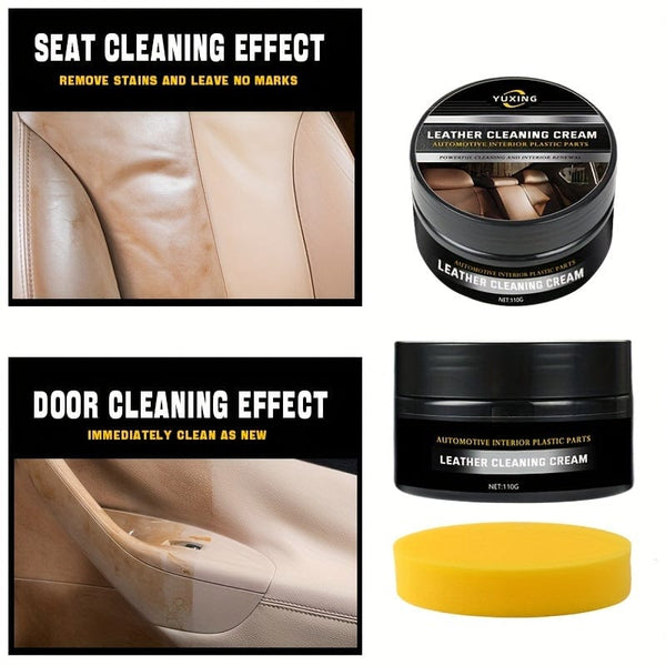 Planet Gates 110G+sponge 110g Car Leather Refurbishment Paste - Clean, Brighten & Protect Your Interior Leather with this Wash-Free Cream!