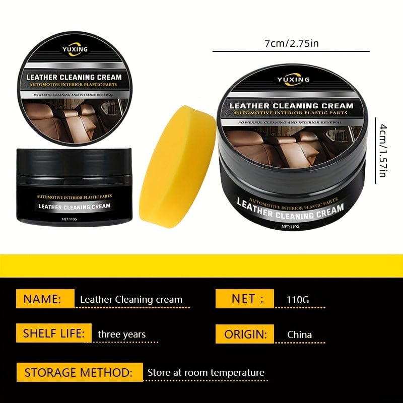 Planet Gates 110G+sponge 110g Car Leather Refurbishment Paste - Clean, Brighten & Protect Your Interior Leather with this Wash-Free Cream!