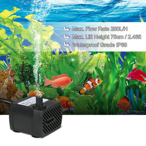 Planet Gates 110V/220V 2.5W/3W/4W/5W Ultra-Quiet Submersible Water Fountain Pump Filter Fish Pond Aquarium Water Pump Tank Garden Fountain