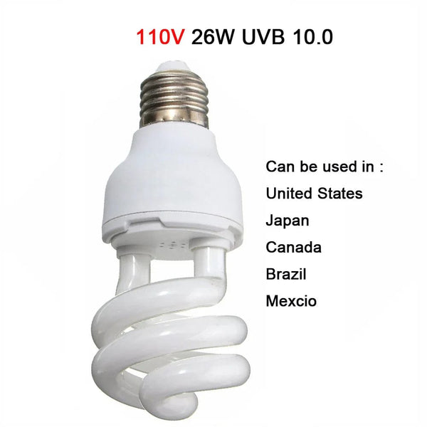 Planet Gates 110V 26W UVB10.0 / Russian Federation UVB 5.0 UVB10.0 Reptile Lamp Turtle UVB Bulb Lizard Snake Lguanas Heat Calcium Lamp Light Energy Saving E27 13W 26W 110V 220V