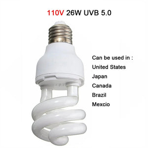 Planet Gates 110V 26W UVB5.0 / Russian Federation UVB 5.0 UVB10.0 Reptile Lamp Turtle UVB Bulb Lizard Snake Lguanas Heat Calcium Lamp Light Energy Saving E27 13W 26W 110V 220V