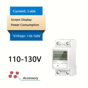 Planet Gates 110V Household Electricity Meter LCD Electricity Meter Single-phase 220V Mini Watt Hour Meter Rail Type Air Conditioning Electricity Meter Intelligent Digital Display Metering