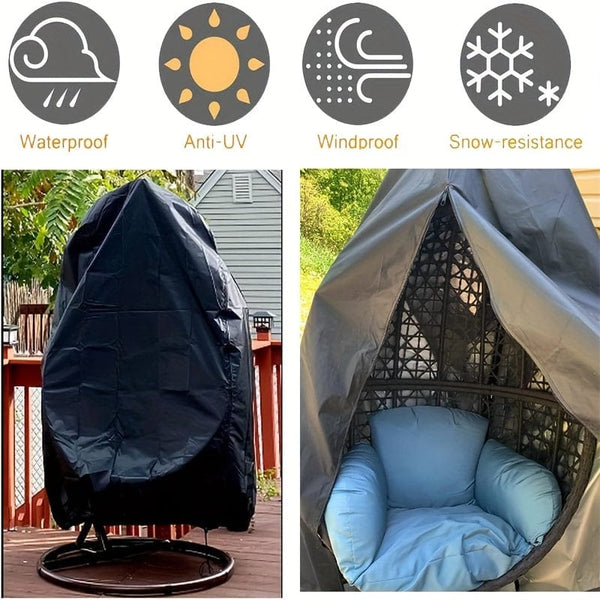 Planet Gates 114.3*190.5cm 1pc 800D Egg Chair Cover With Zipper, Outdoor Wicker Egg Chair Cover Water Resistant Heavy Duty Outdoor Egg Chair Stand Cover, Windproof Hanging Chair Cover