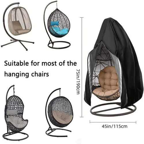 Planet Gates 114.3*190.5cm 1pc 800D Egg Chair Cover With Zipper, Outdoor Wicker Egg Chair Cover Water Resistant Heavy Duty Outdoor Egg Chair Stand Cover, Windproof Hanging Chair Cover