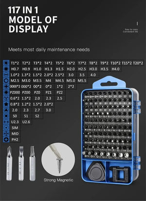 Planet Gates 115 in 1 Black 115 in 1 Multifunctional Precision Magnetic Screwdriver Set Computer PC Mobile Phone Equipment Repair Screwdrive Kit Hand Tools