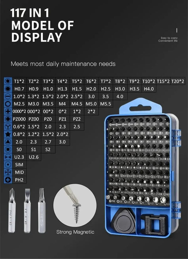 Planet Gates 115 in 1 Black 115 in 1 Multifunctional Precision Magnetic Screwdriver Set Computer PC Mobile Phone Equipment Repair Screwdrive Kit Hand Tools