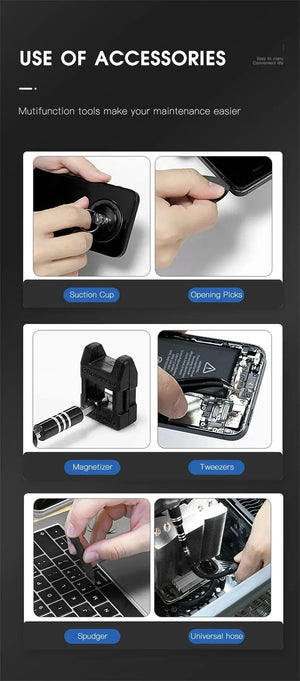 Planet Gates 115 in 1 Black 115 in 1 Multifunctional Precision Magnetic Screwdriver Set Computer PC Mobile Phone Equipment Repair Screwdrive Kit Hand Tools