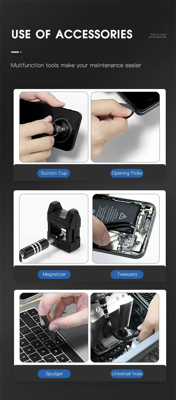 Planet Gates 115 in 1 Black 115 in 1 Multifunctional Precision Magnetic Screwdriver Set Computer PC Mobile Phone Equipment Repair Screwdrive Kit Hand Tools