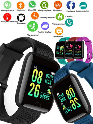 Planet Gates 116 Purple Multifunction Smart Watch For Men Women Kids Message Remind Music Control Sport Step Calories D13 Smartwatch Alarm Clock 116Plus